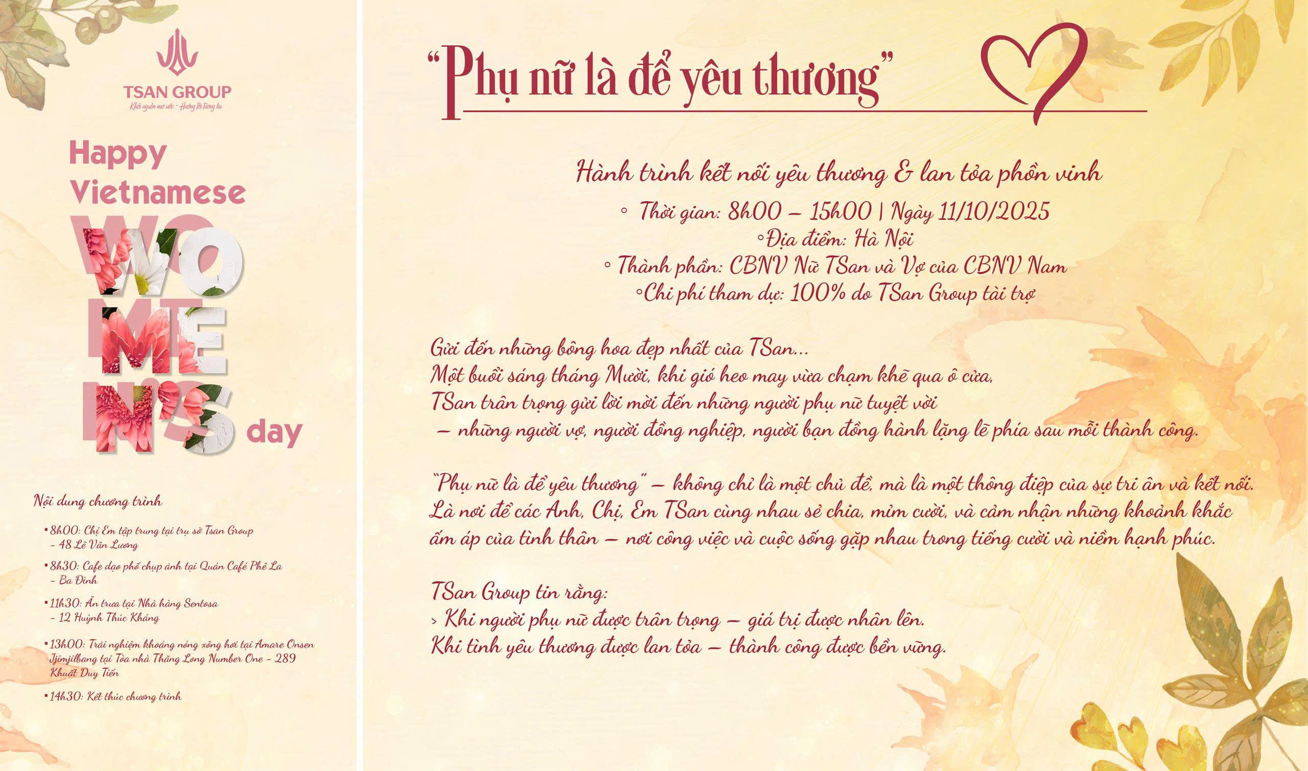 “PHỤ NỮ LÀ ĐỂ YÊU THƯƠNG” - TSAN GROUP